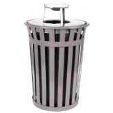 WITT Oakley Collection Outdoor Waste Receptacle with Ash Urn Top - 36 Gallon, Silver